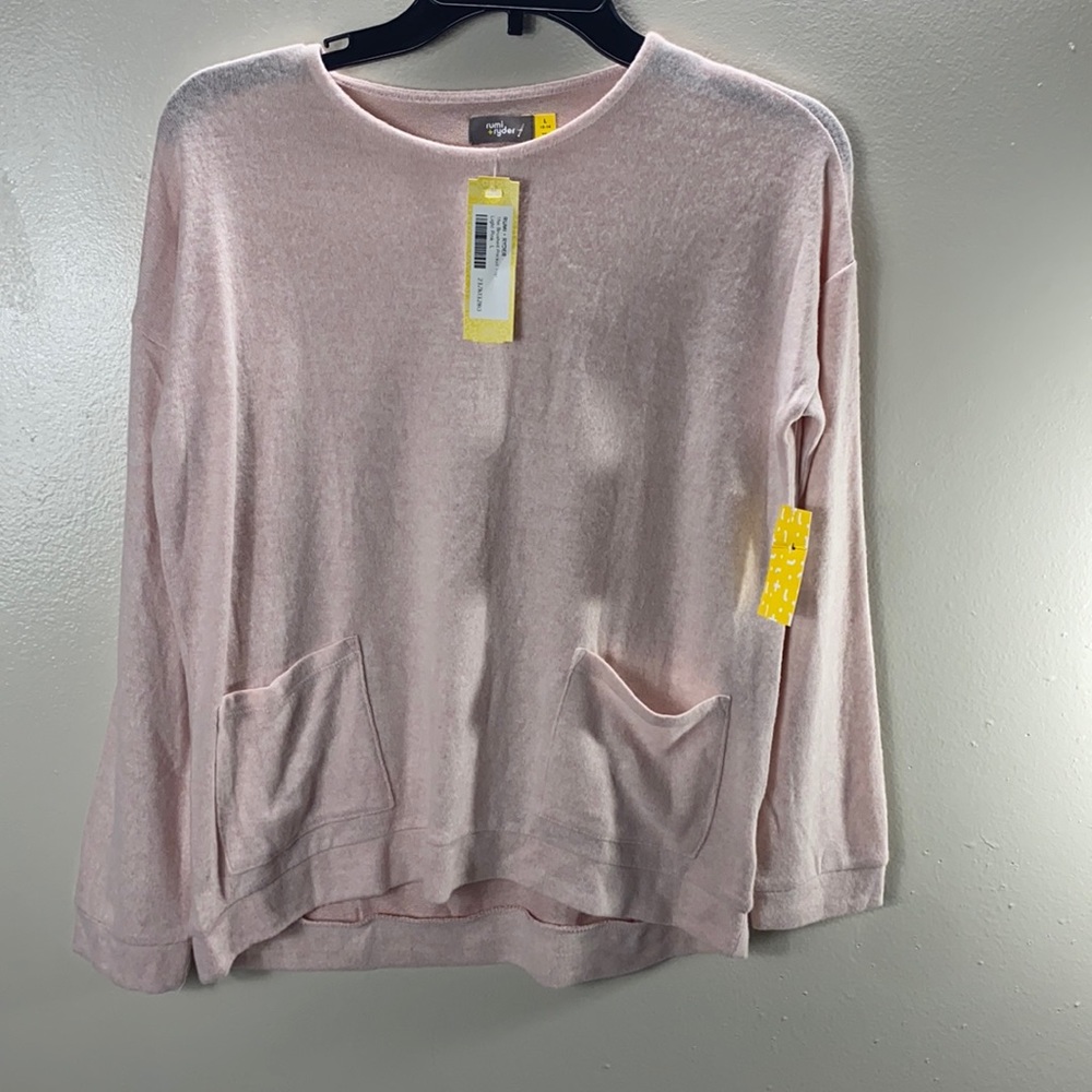 Rumi+Ryder Women’s Pink Brushes Pocket High Low Sweater Girls Size L